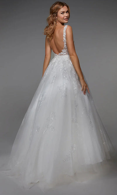 Alyce Paris 7039 - Embroidered Low Scoop Back Tulle Gown Wedding Dresses