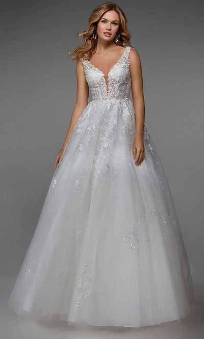 Alyce Paris 7039 - Embroidered Low Scoop Back Tulle Gown Wedding Dresses
