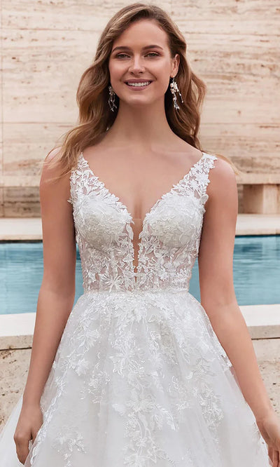 Alyce Paris 7039 - Embroidered Low Scoop Back Tulle Gown Wedding Dresses