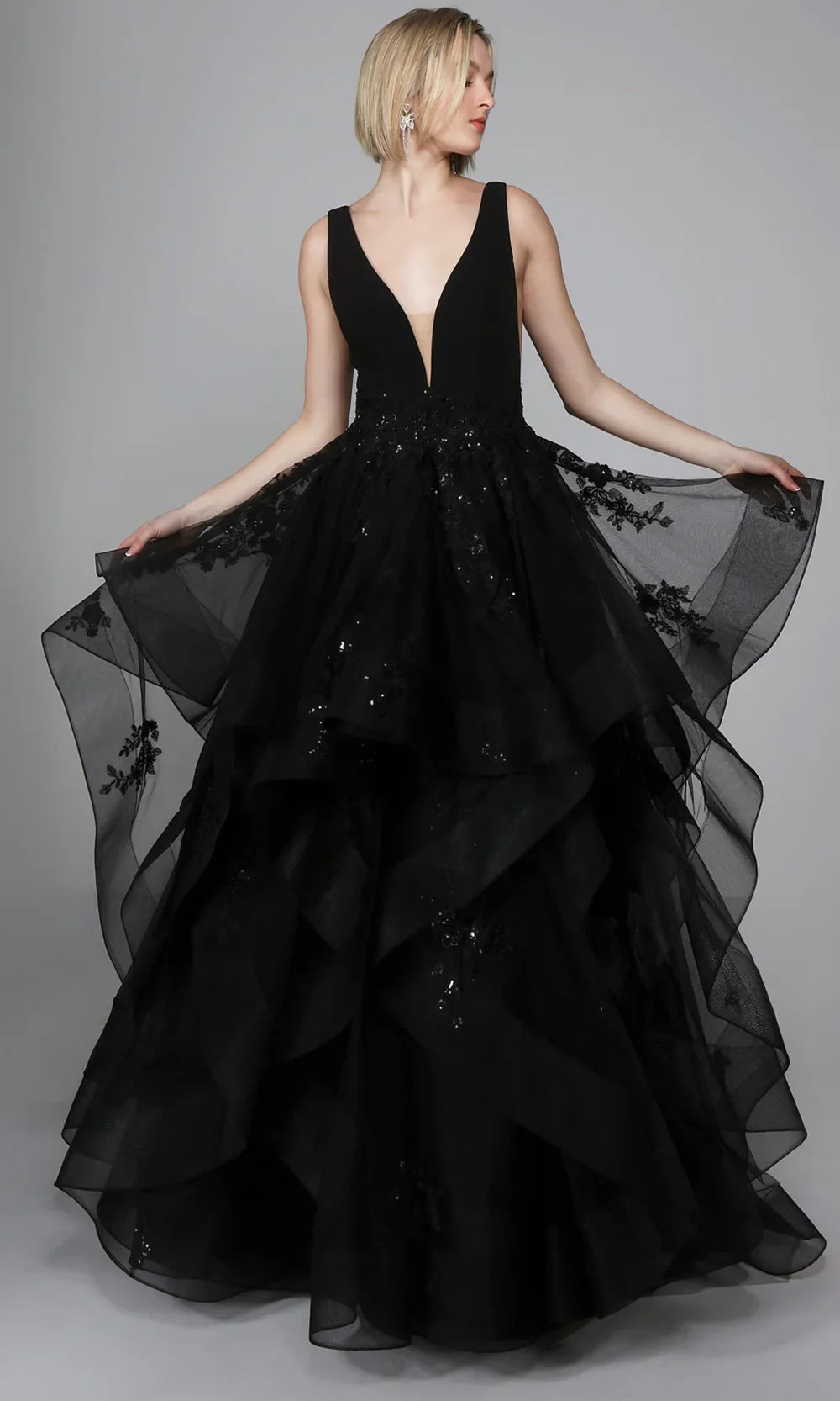 Alyce Paris 7040 - Ruffle Skirt Plunging V-Neck Ballgown Ball Gowns