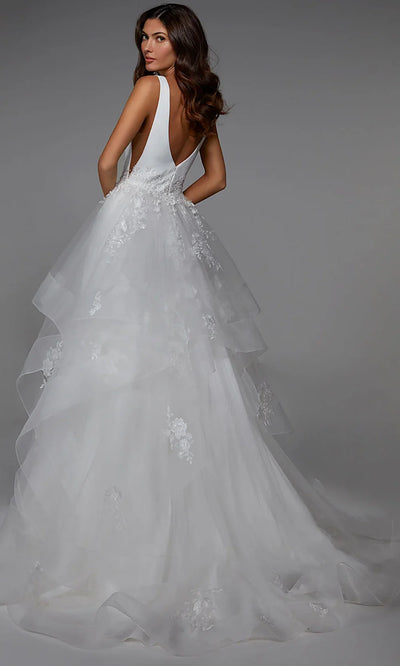 Alyce Paris 7040 - Ruffle Skirt Plunging V-Neck Ballgown Ball Gowns
