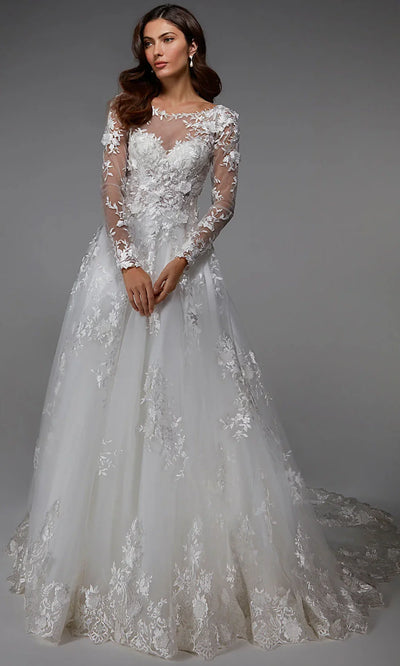 Alyce Paris 7046 - Illusion Neckline Lace Wedding Gown Wedding Dresses