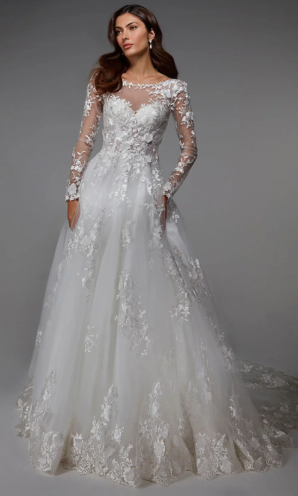 Alyce Paris 7046 - Illusion Neckline Lace Wedding Gown Wedding Dresses