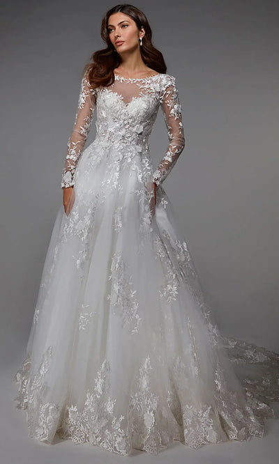 Alyce Paris 7046 - Illusion Neckline Lace Wedding Gown Wedding Dresses