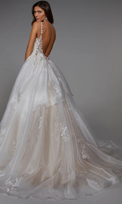 Alyce Paris 7047 - Plunging Lace Gown with Organza Layers Wedding Dresses