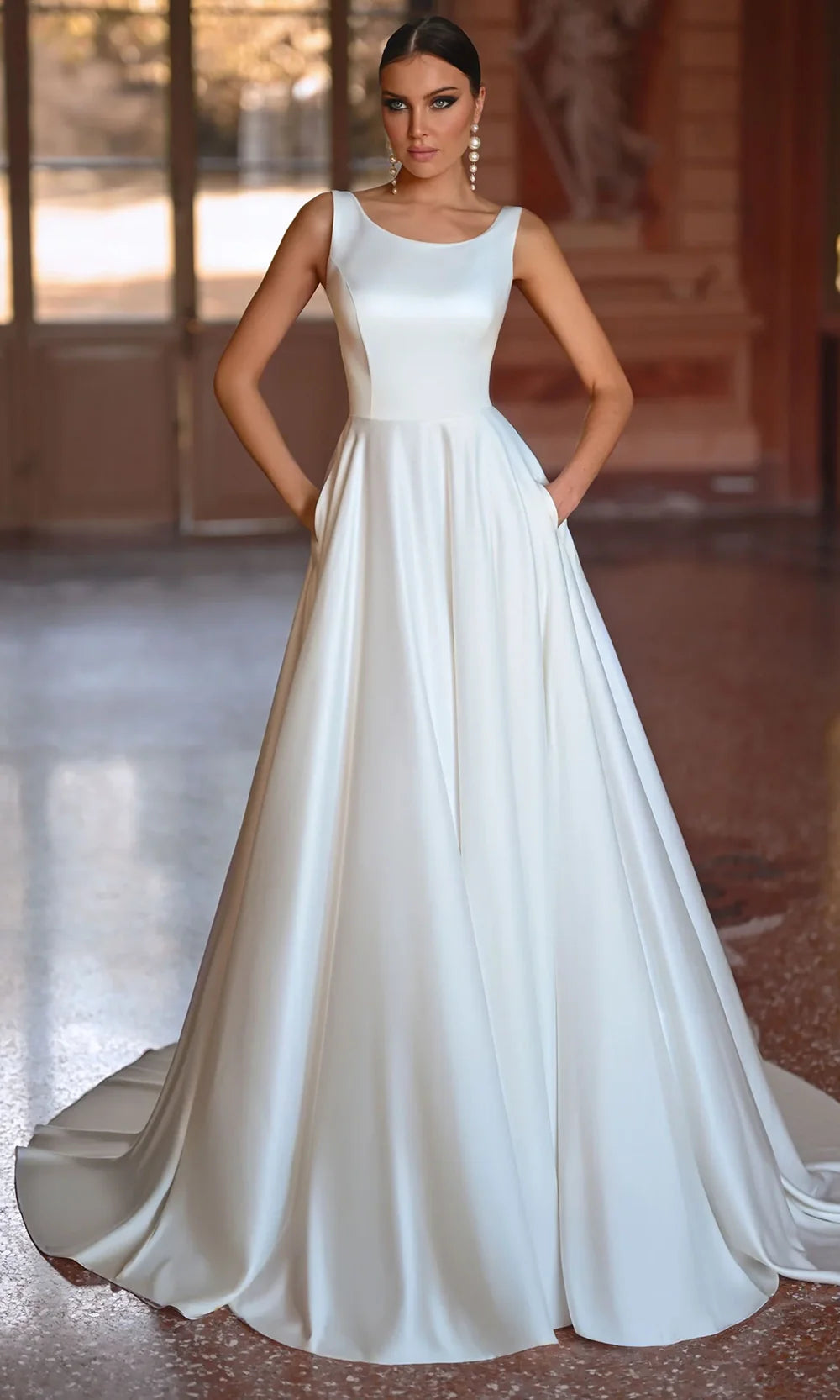 Alyce Paris 7053 - Button Back Sleeveless Gown with Pockets Wedding Dresses