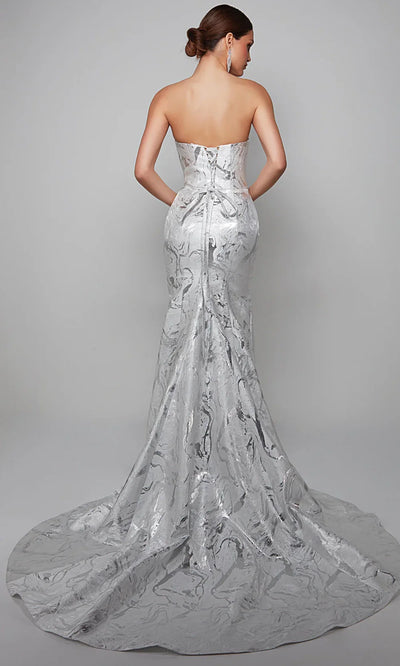 Alyce Paris 7055 - Jacquard Trumpet Gown with Detachable Sleeve Wedding Dresses