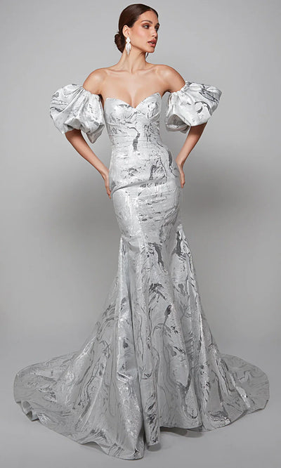 Alyce Paris 7055 - Jacquard Trumpet Gown with Detachable Sleeve Wedding Dresses