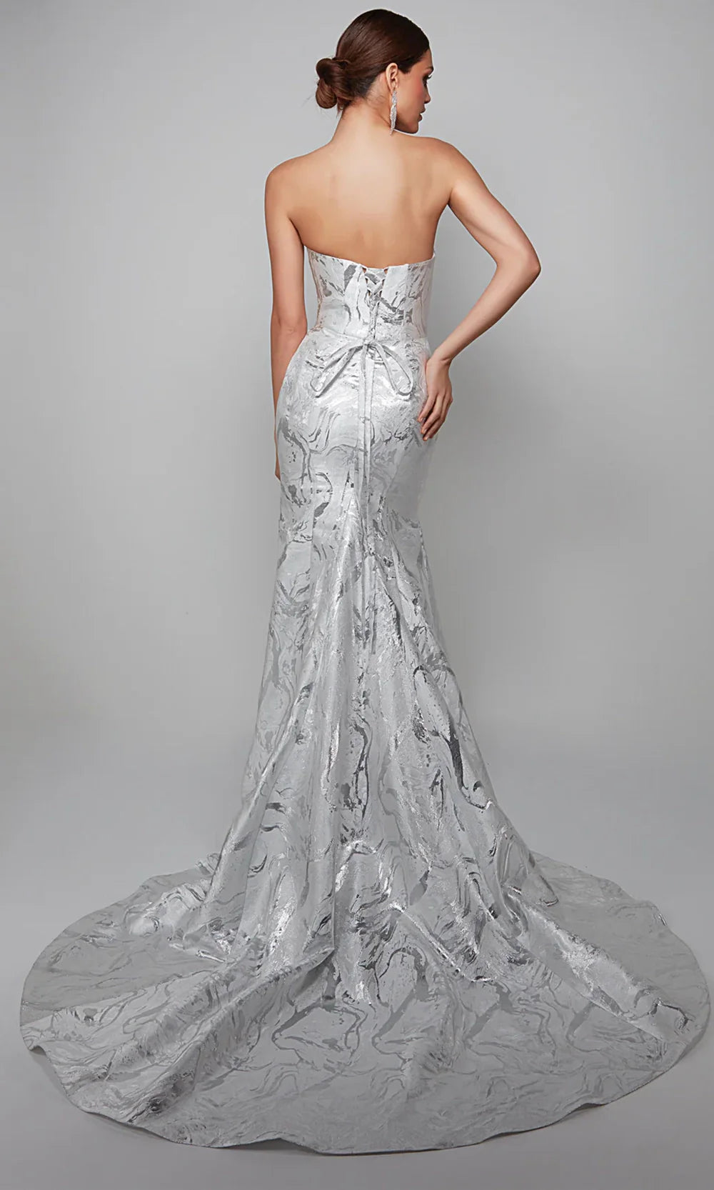 Alyce Paris 7055 - Jacquard Trumpet Gown with Detachable Sleeve Wedding Dresses