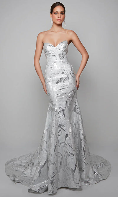 Alyce Paris 7055 - Jacquard Trumpet Gown with Detachable Sleeve Wedding Dresses