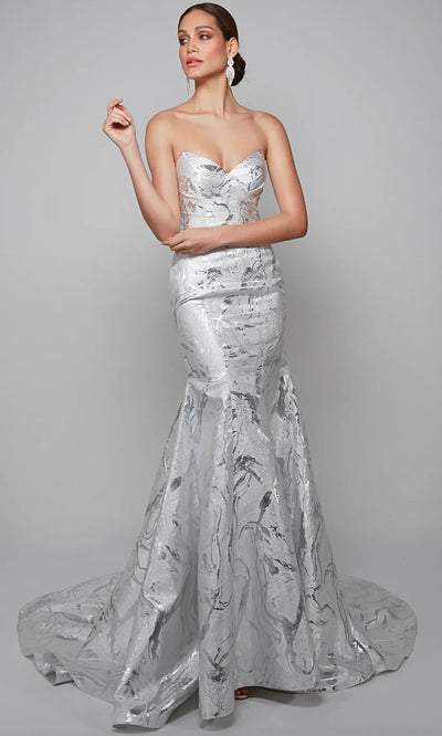 Alyce Paris 7055 - Jacquard Trumpet Gown with Detachable Sleeve Wedding Dresses