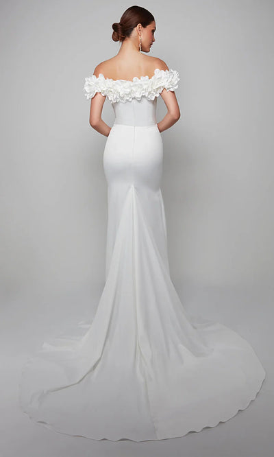 Alyce Paris 7061 - 3D Floral Neckline Satin Bridal Dress Wedding Dresses