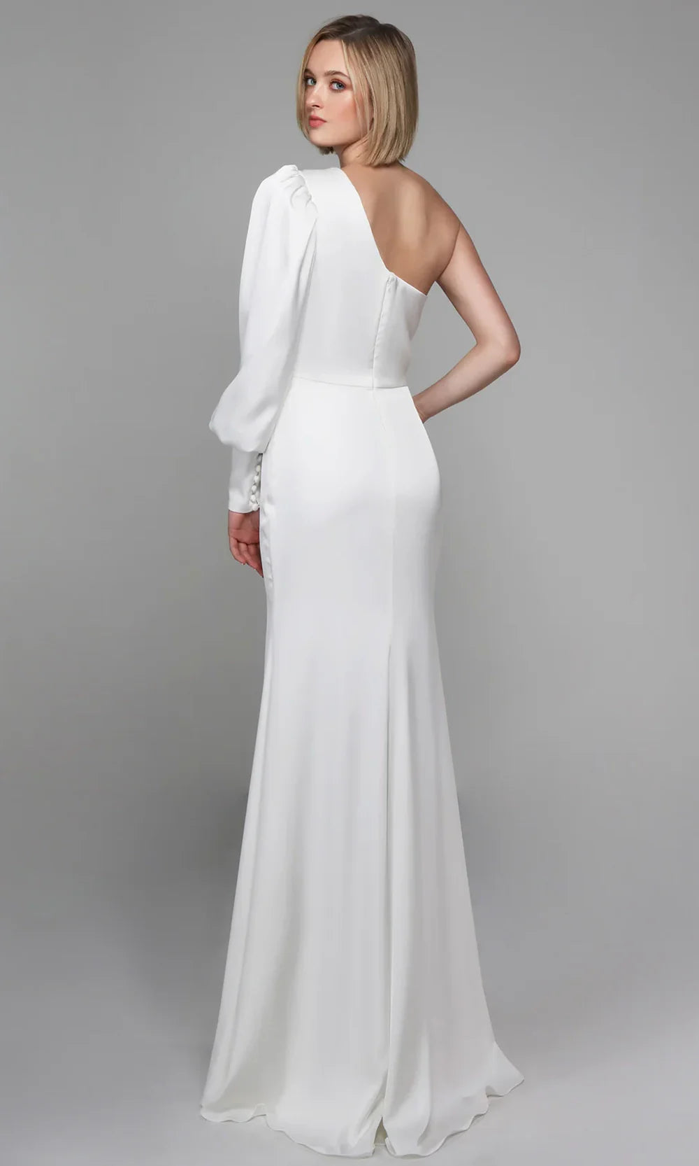 Alyce Paris 7065 - Bishop Sleeve One Shoulder Gown Wedding Dresses