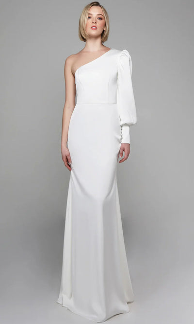 Alyce Paris 7065 - Bishop Sleeve One Shoulder Gown Wedding Dresses