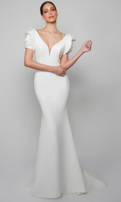 Alyce Paris 7066 - Sculpted Sleeve V-Neck Long Gown Evening Dresses