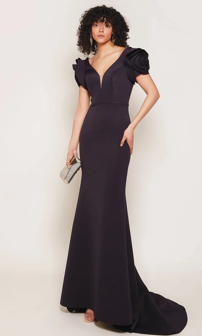 Alyce Paris 7066 - Sculpted Sleeve V-Neck Long Gown Evening Dresses