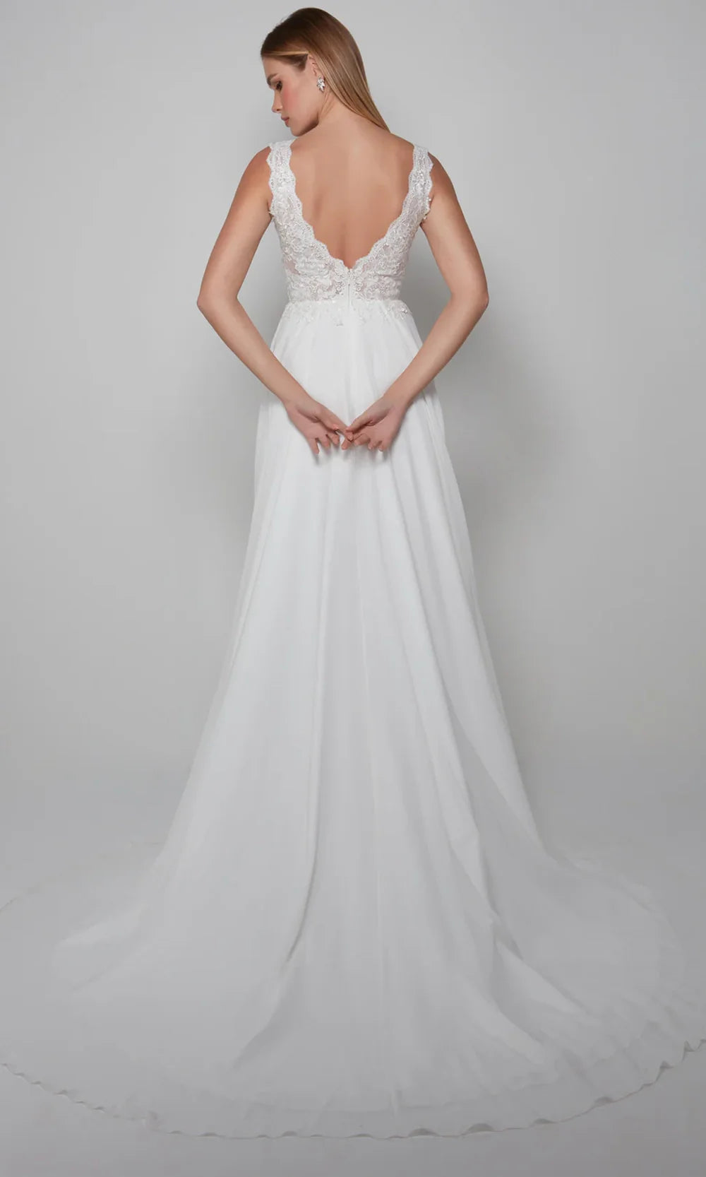 Alyce Paris 7071 - Sleeveless V-Neck Velvet Chiffon Gown Wedding Dresses