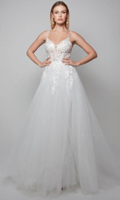 Alyce Paris 7079 - Lace Appliqued Tulle Ballgown Wedding Dresses
