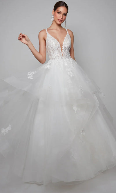 Alyce Paris 7080 - Lace-Up Back Embroidered Tulle Gown Wedding Dresses