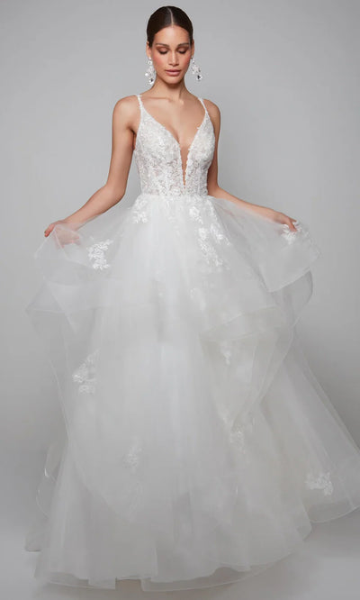Alyce Paris 7080 - Lace-Up Back Embroidered Tulle Gown Wedding Dresses