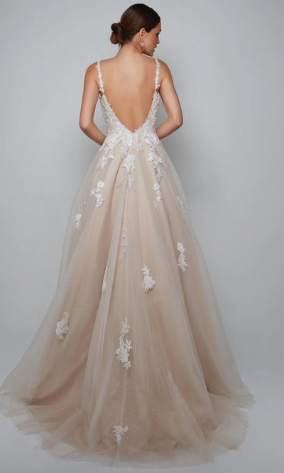 Alyce Paris 7084 - Plunging V-Back Embroidered Dress Wedding Dresses