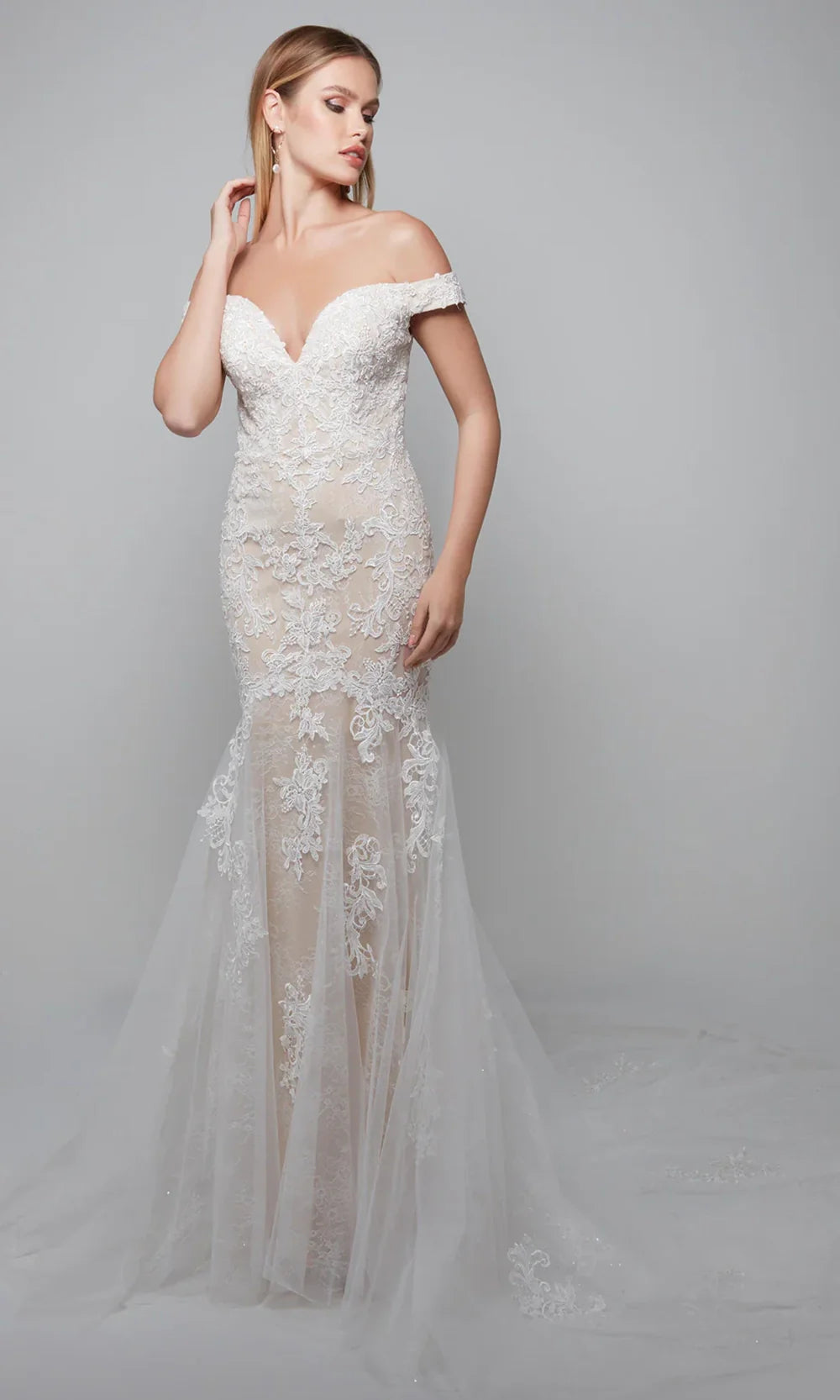 Alyce Paris 7086 - Embroidered Lace Deep Sweetheart Bridal Gown Wedding Dresses