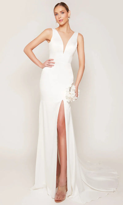 Alyce Paris 7091 - High Slit Sleeveless Satin Bridal Gown Wedding Dresses