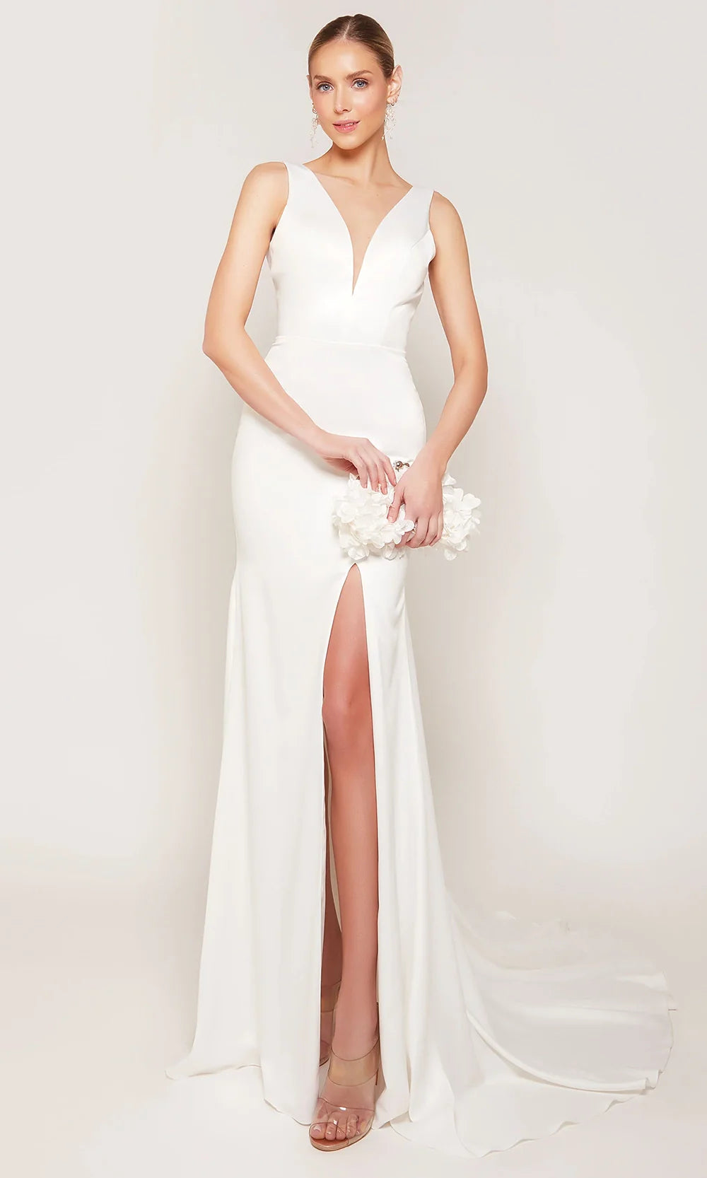 Alyce Paris 7091 - High Slit Sleeveless Satin Bridal Gown Wedding Dresses