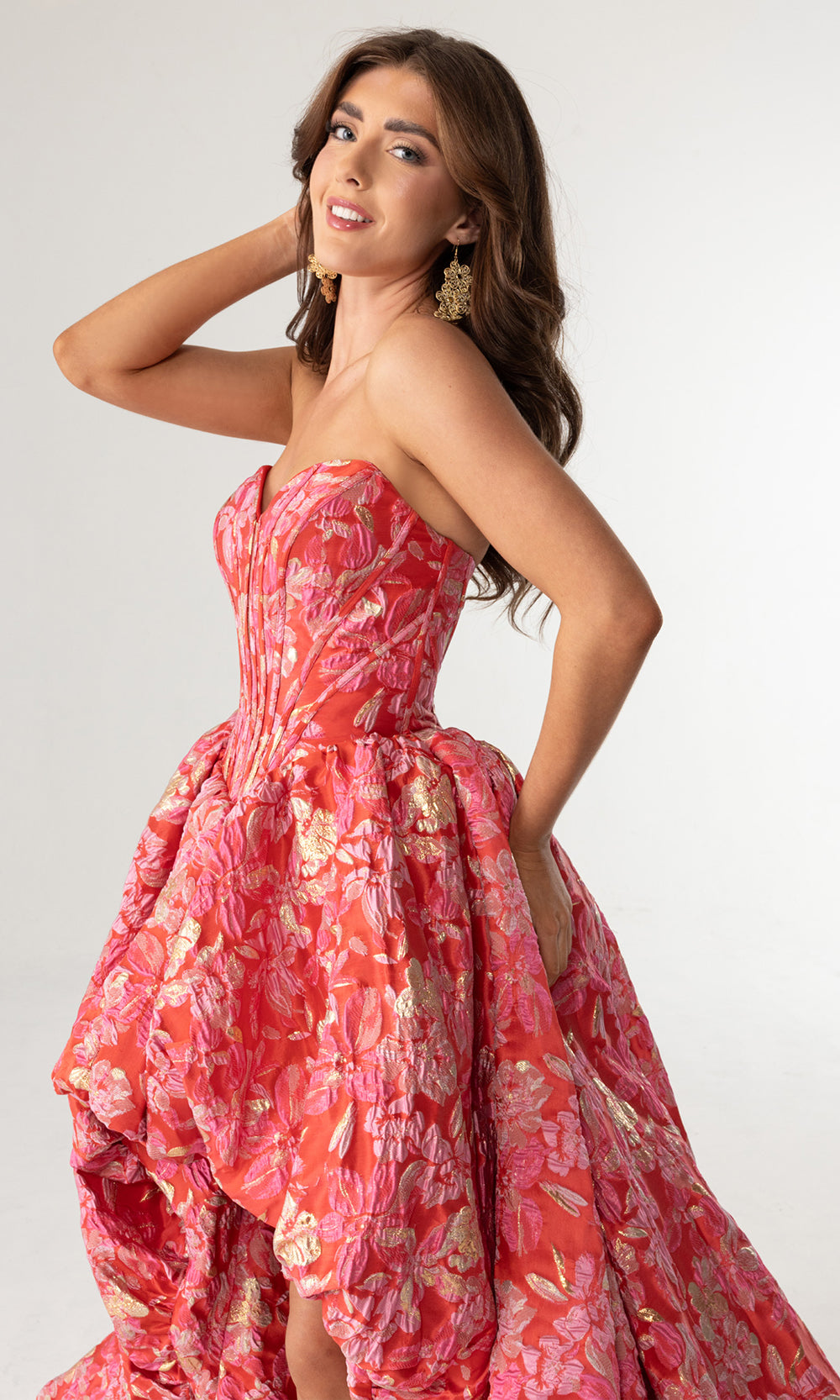 Rachel Allan 70928 - Plunging Sweetheart Bubble A-Line Gown Prom Dresses in Coral