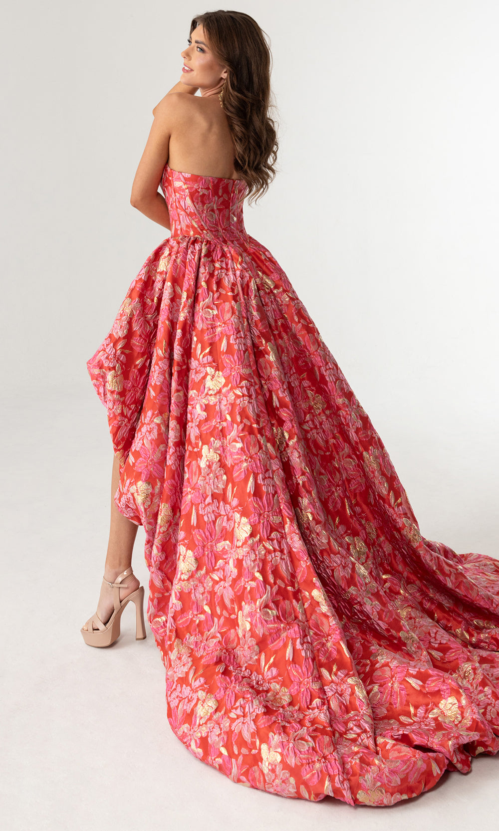 Rachel Allan 70928 - Plunging Sweetheart Bubble A-Line Gown Prom Dresses in Coral