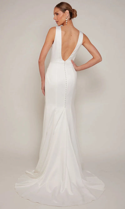 Alyce Paris 7092 - High Slit Plunging Neck Sheath Dress Wedding Dresses