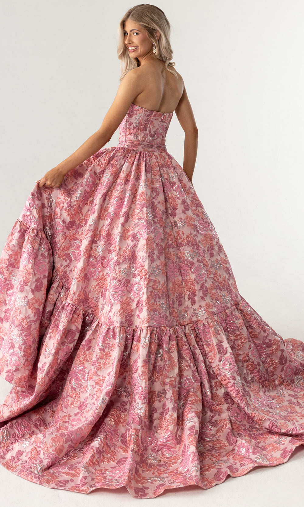 Rachel Allan 70939 - Floral Pattern Sweetheart Evening Gown Prom Dresses in Pink