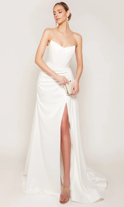 Alyce Paris 7093 - Corset Bodice Sheath Bridal Dress with Slit Wedding Dresses