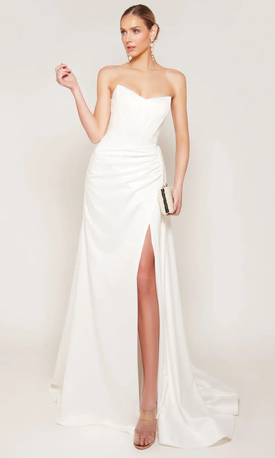 Alyce Paris 7093 - Corset Bodice Sheath Bridal Dress with Slit Wedding Dresses