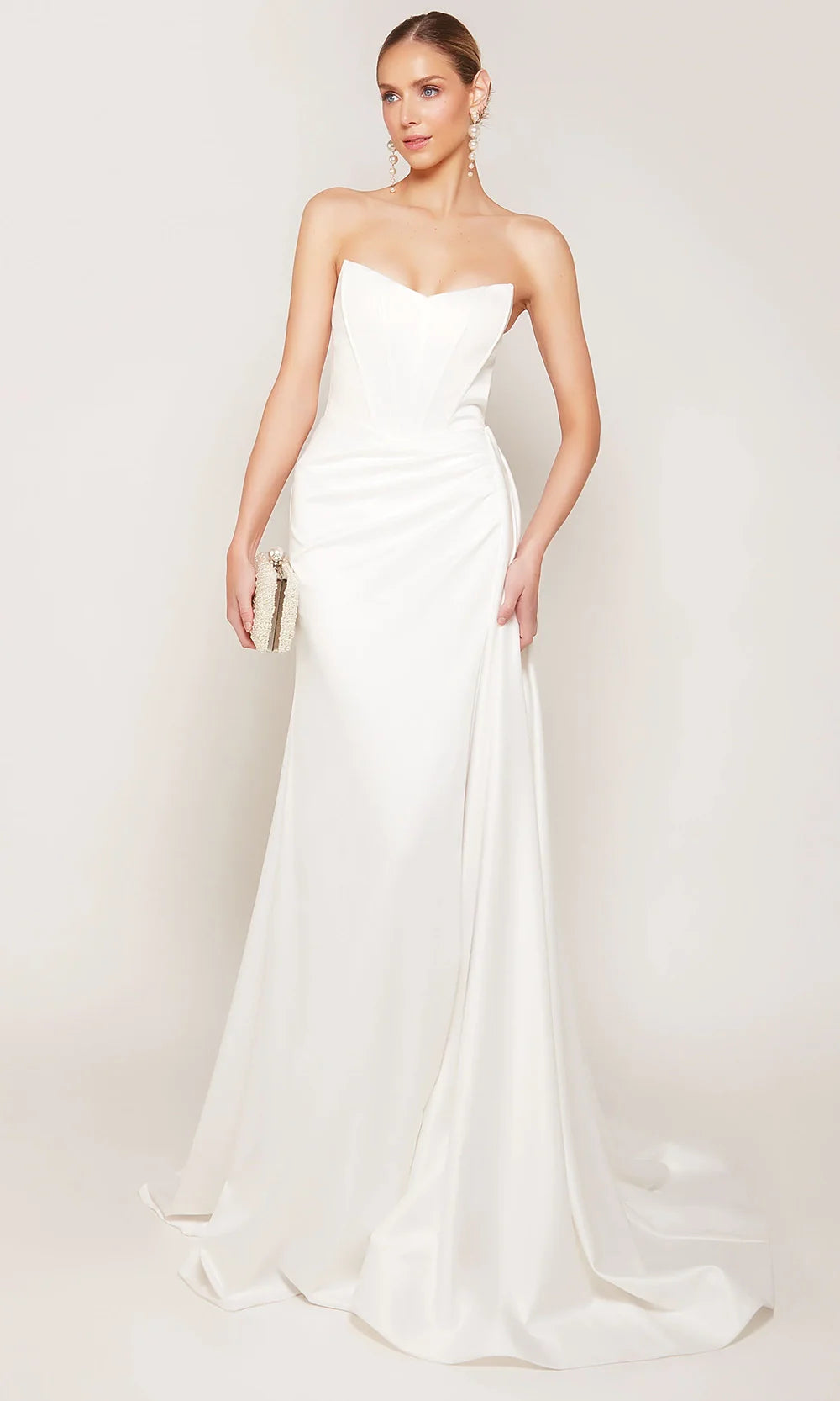 Alyce Paris 7093 - Corset Bodice Sheath Bridal Dress with Slit Wedding Dresses