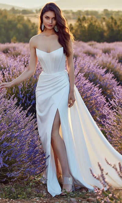 Alyce Paris 7093 - Corset Bodice Sheath Bridal Dress with Slit Wedding Dresses