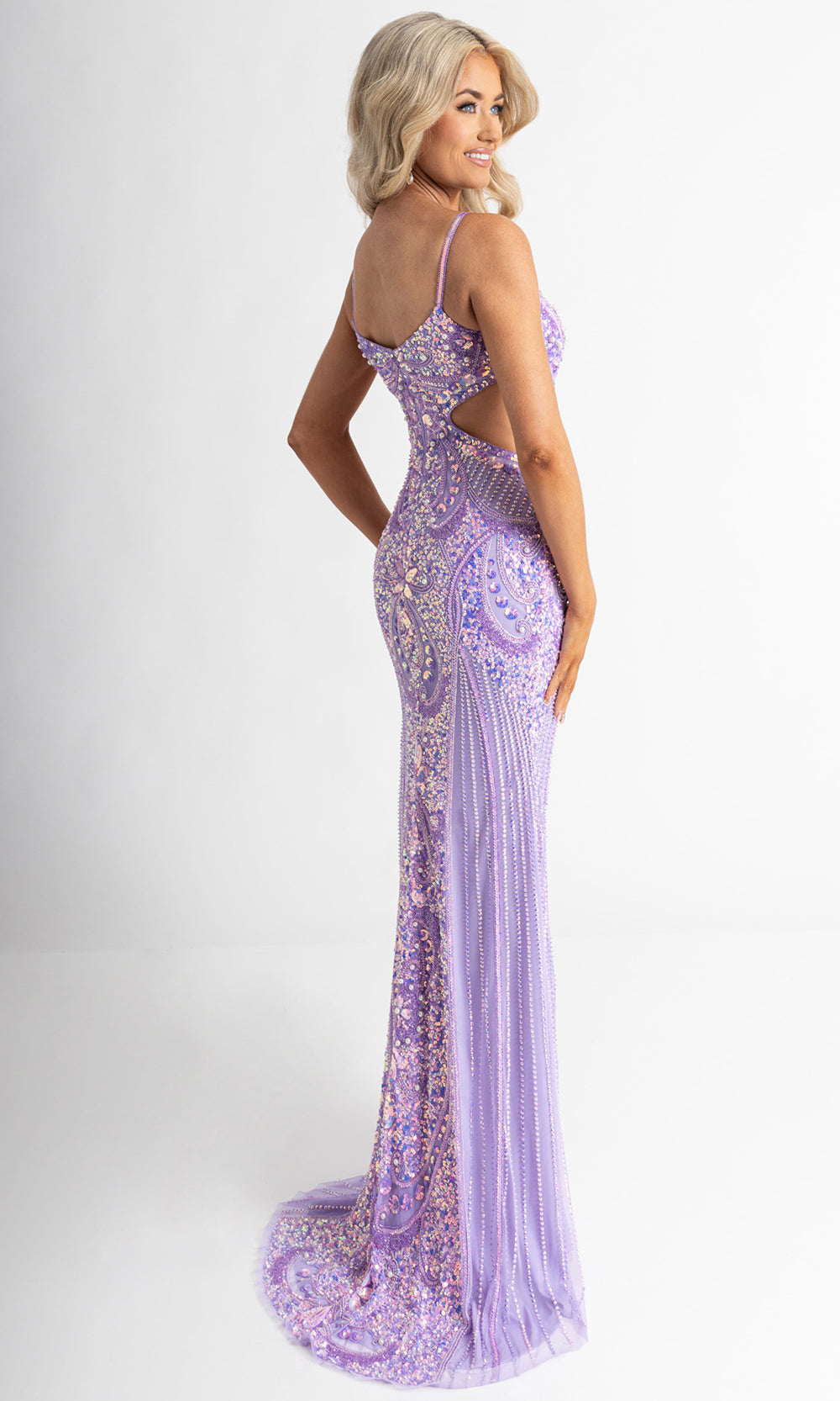 Rachel Allan 70942 - Spaghetti Strap Scoop Beaded Prom Gown Prom Dresses in Lilac