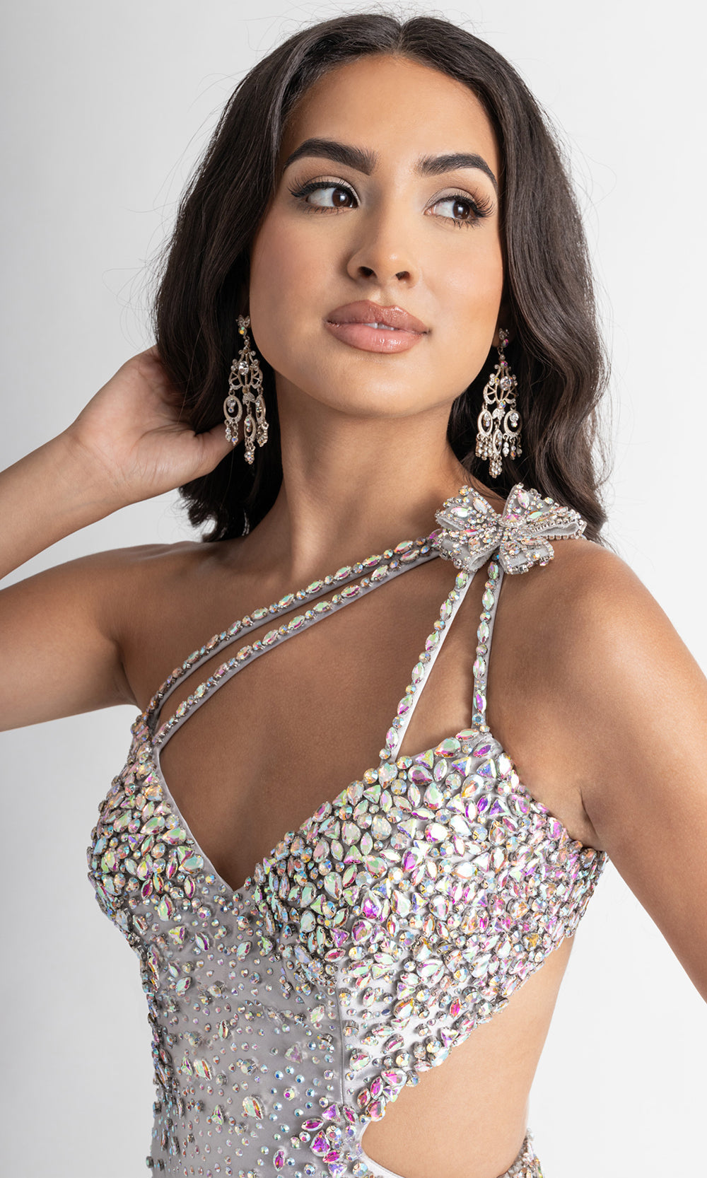 Rachel Allan 70943 - Strappy Back Crystal Embellished Prom Gown Prom Dresses in Silver