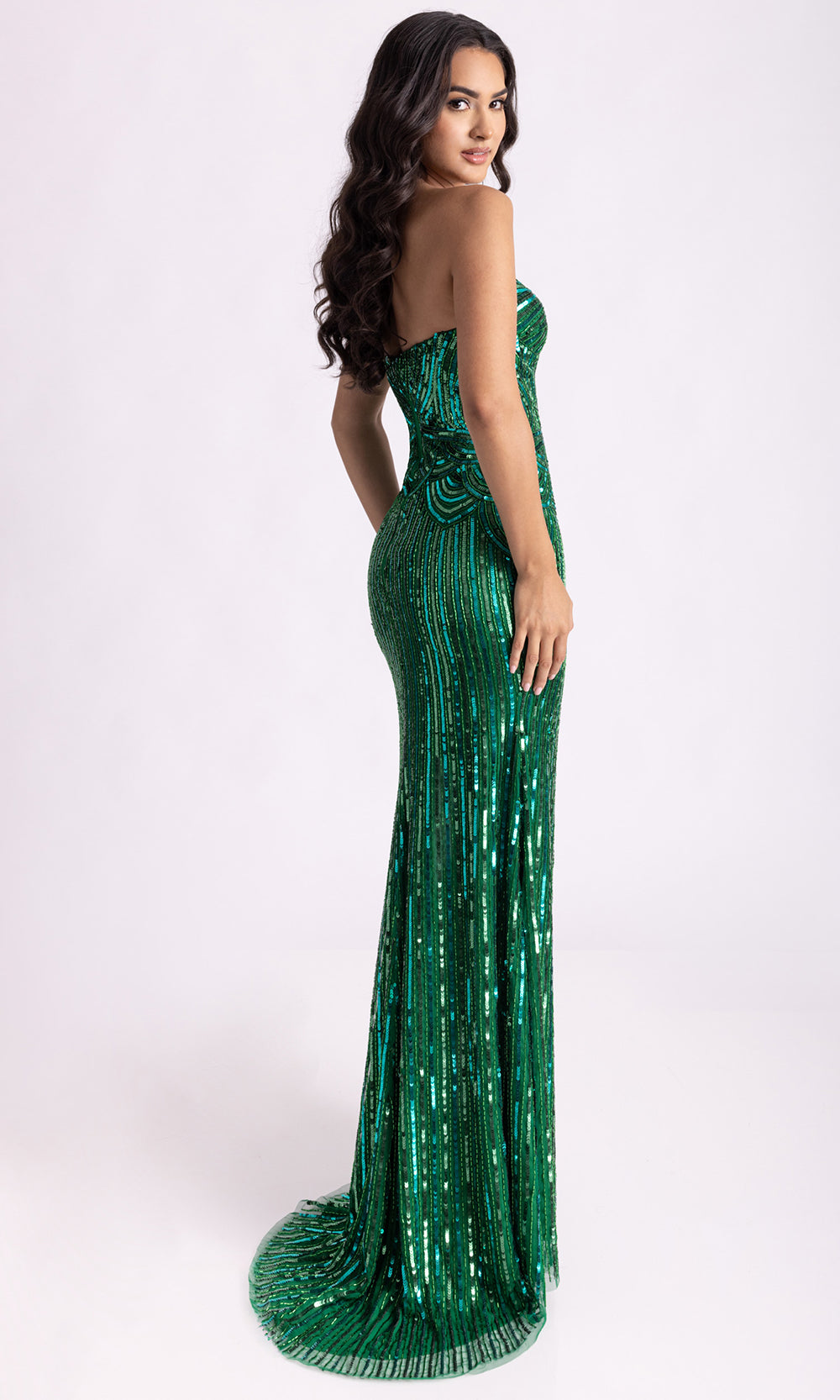 Rachel Allan 70948 - Embellished Strapless Sheath Prom Gown Prom Dresses in Emerald