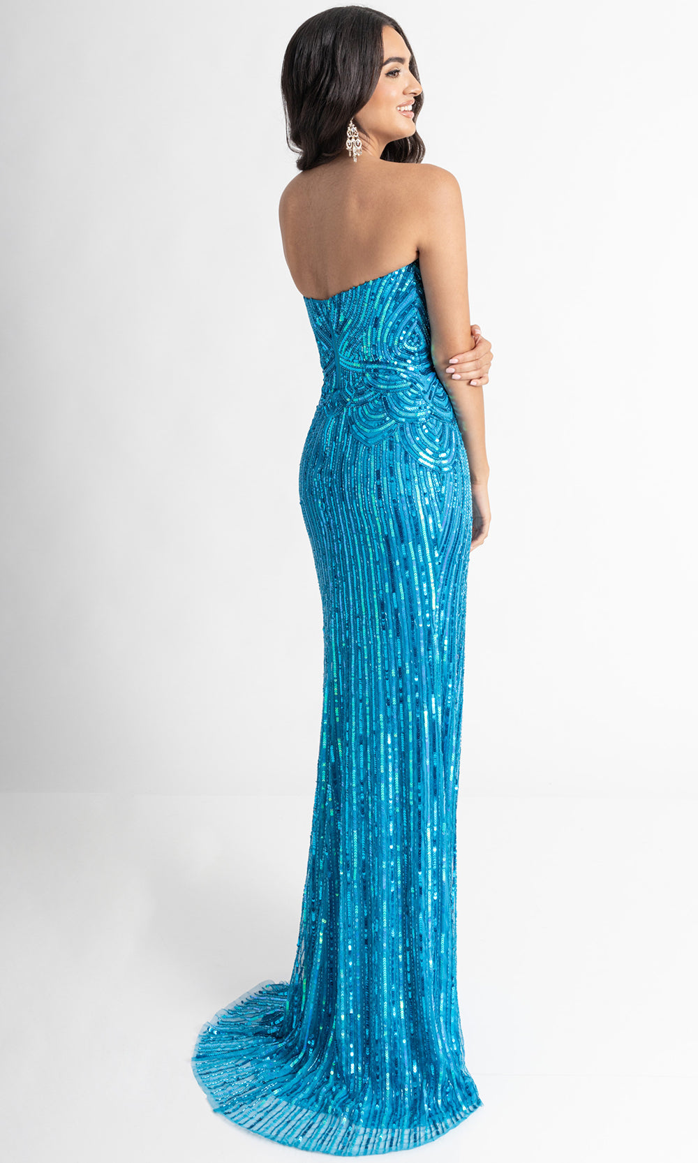 Rachel Allan 70948 - Embellished Strapless Sheath Prom Gown Prom Dresses in Ocean