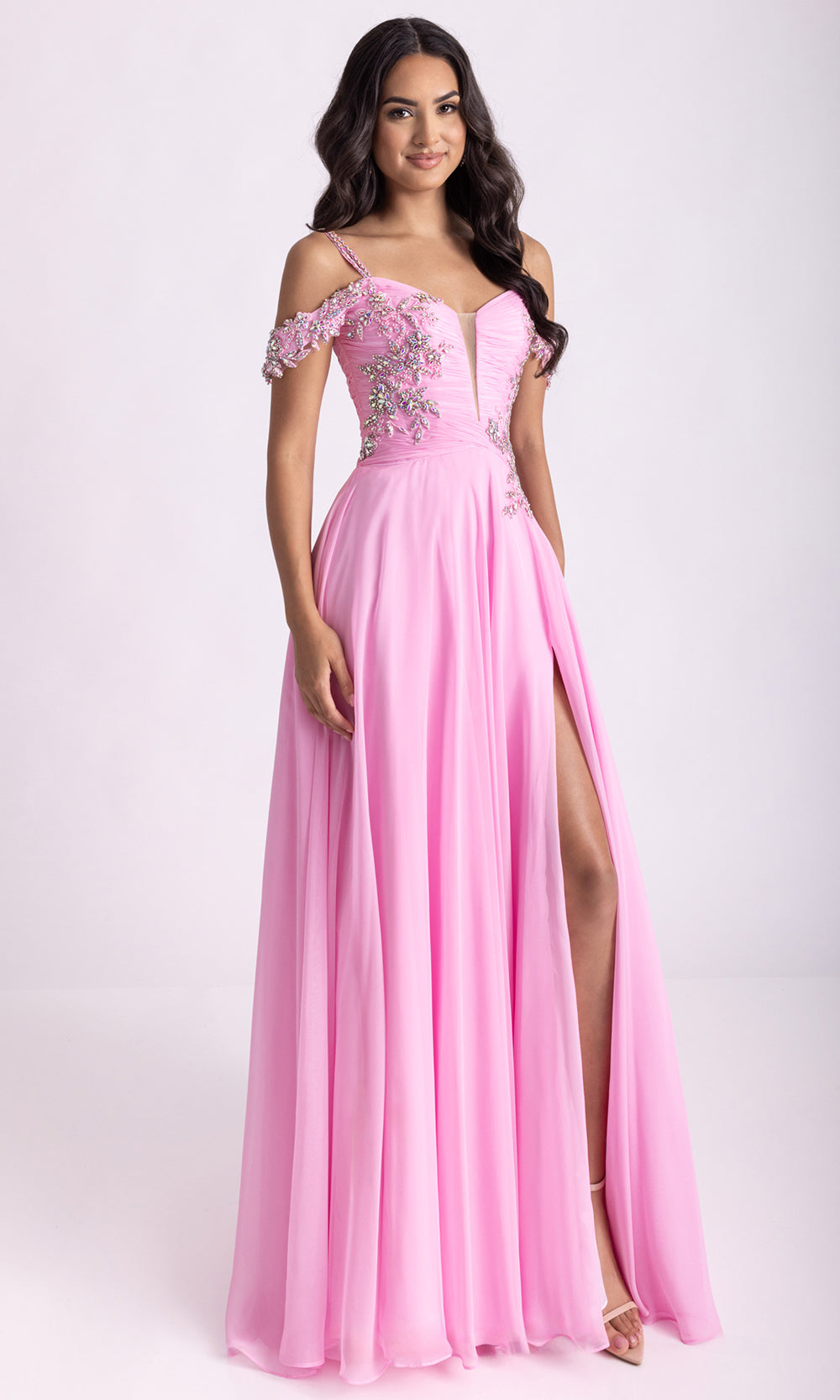 Rachel Allan 70951 - Ruched Detail Plunging Sweetheart A-Line Gown Prom Dresses in Pink