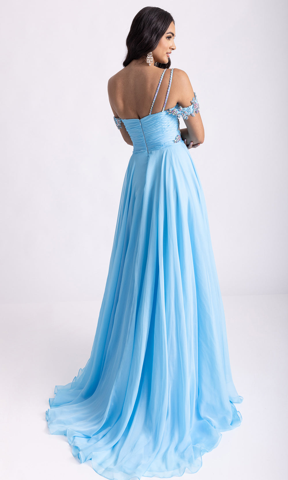 Rachel Allan 70951 - Ruched Detail Plunging Sweetheart A-Line Gown Prom Dresses in Blue