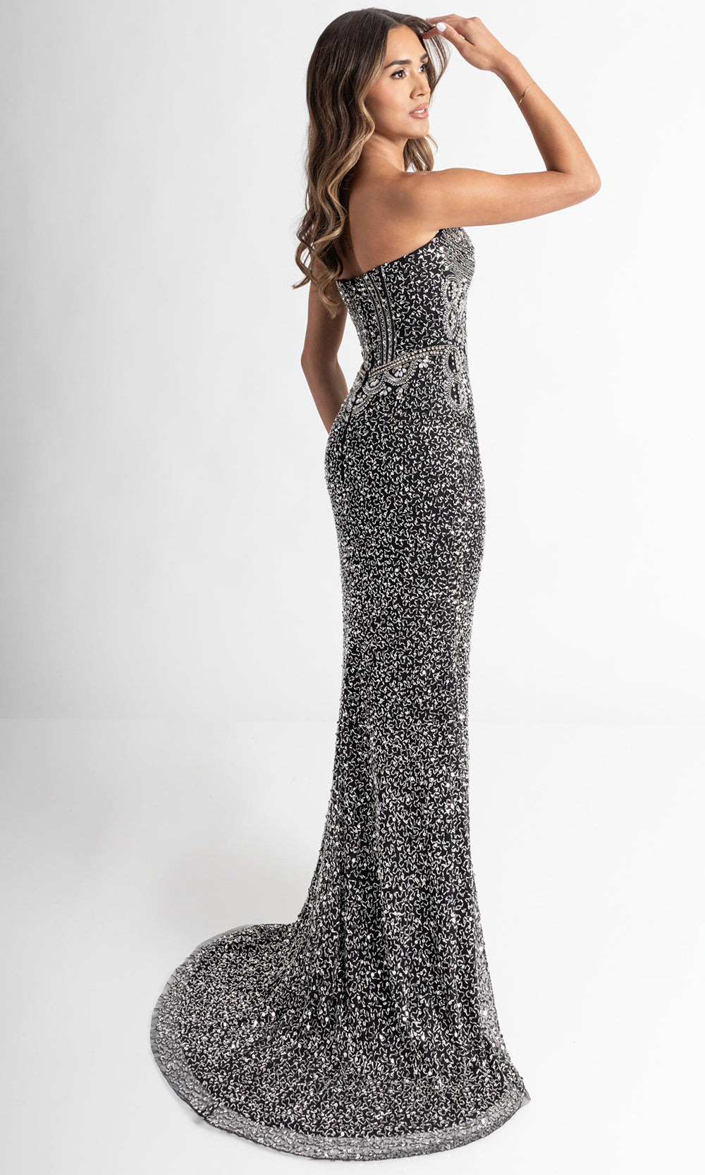 Rachel Allan 70952 - Strapless Corset Bead Embellished Gown Prom Dresses in Black