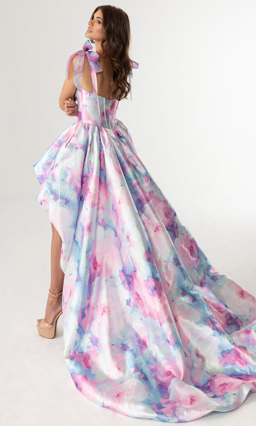 Rachel Allan 70960 - Tie-Shoulder Strap Bubble Skirt Gown Prom Dresses in Pink