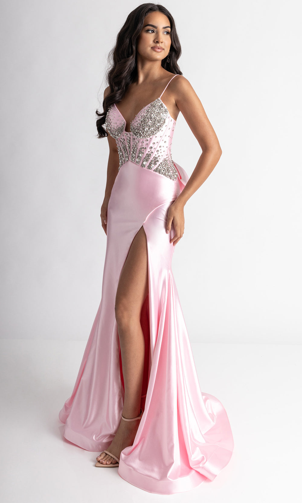 Rachel Allan 70971 - Beaded Bustier Sleeveless Fitted Gown Prom Dresses in Pink