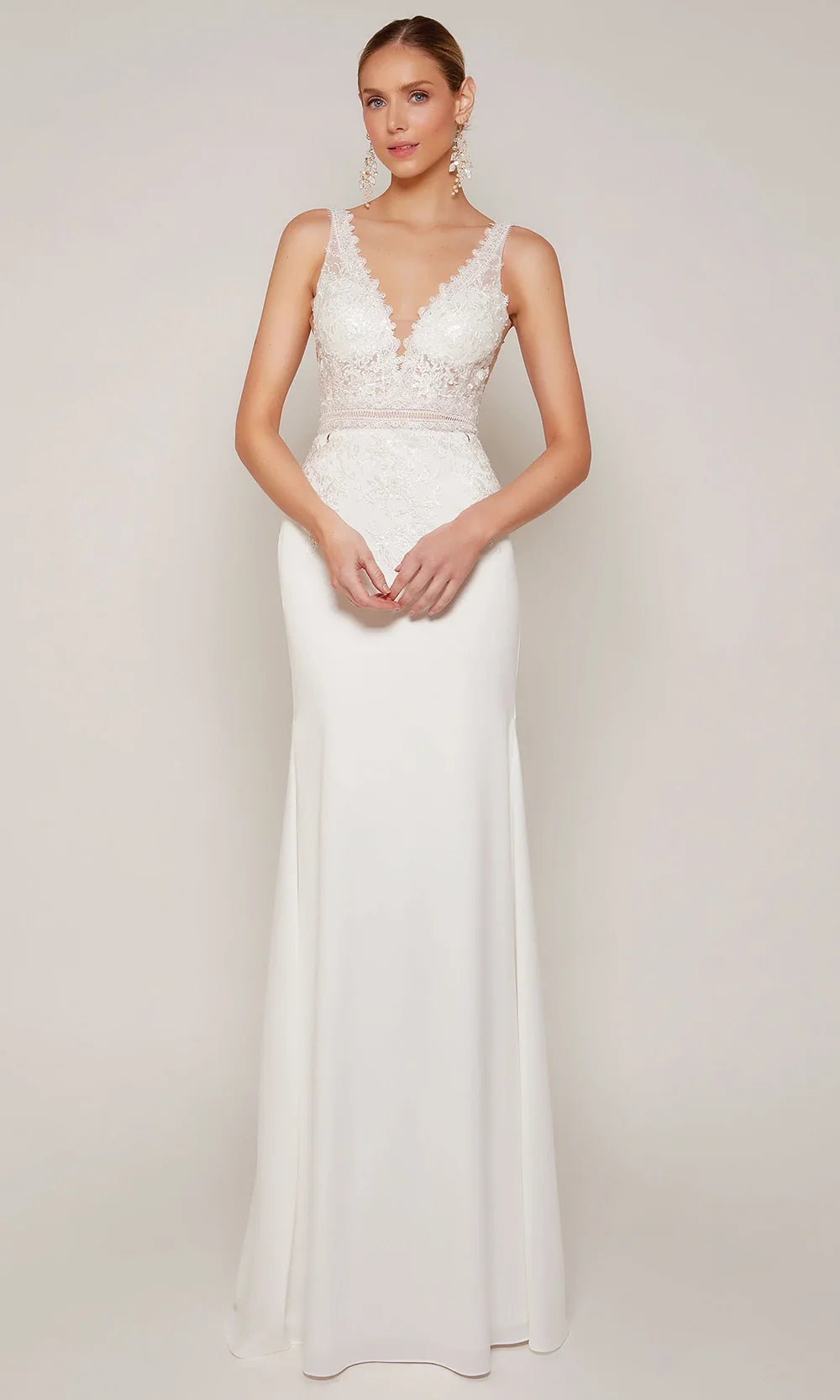 Alyce Paris 7097 - Lace Bodice Sleeveless Dress with Overskirt Wedding Dresses