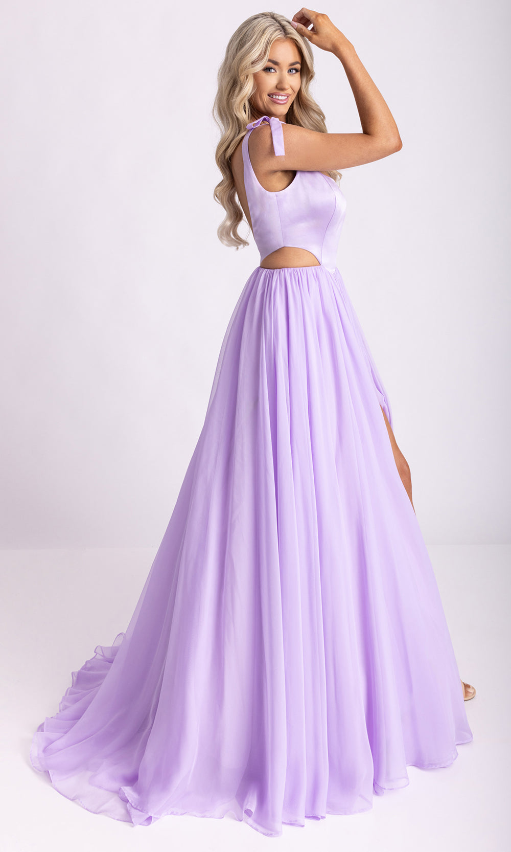 Rachel Allan 70980 - Scoop Neckline High Slit Gown with Pockets Prom Dresses in Lilac