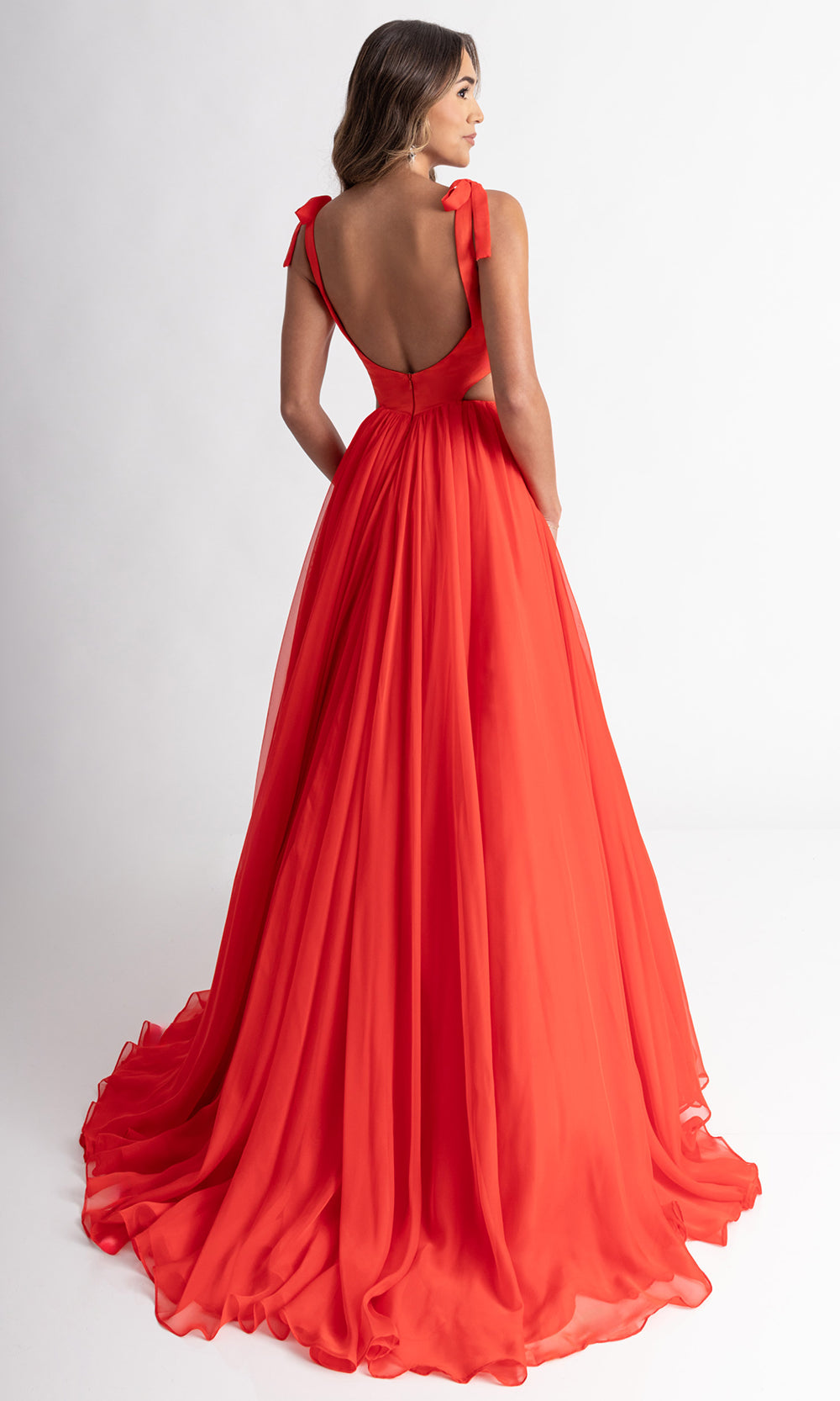 Rachel Allan 70980 - Scoop Neckline High Slit Gown with Pockets Prom Dresses in Red