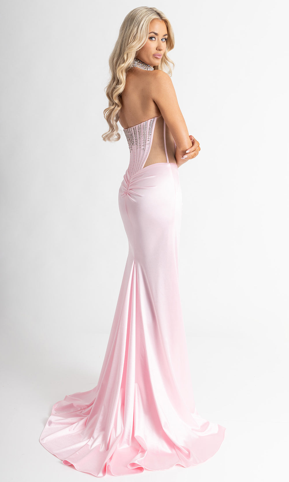 Rachel Allan 70994 - High Slit Illusion Panel Evening Gown Prom Dresses in Pink