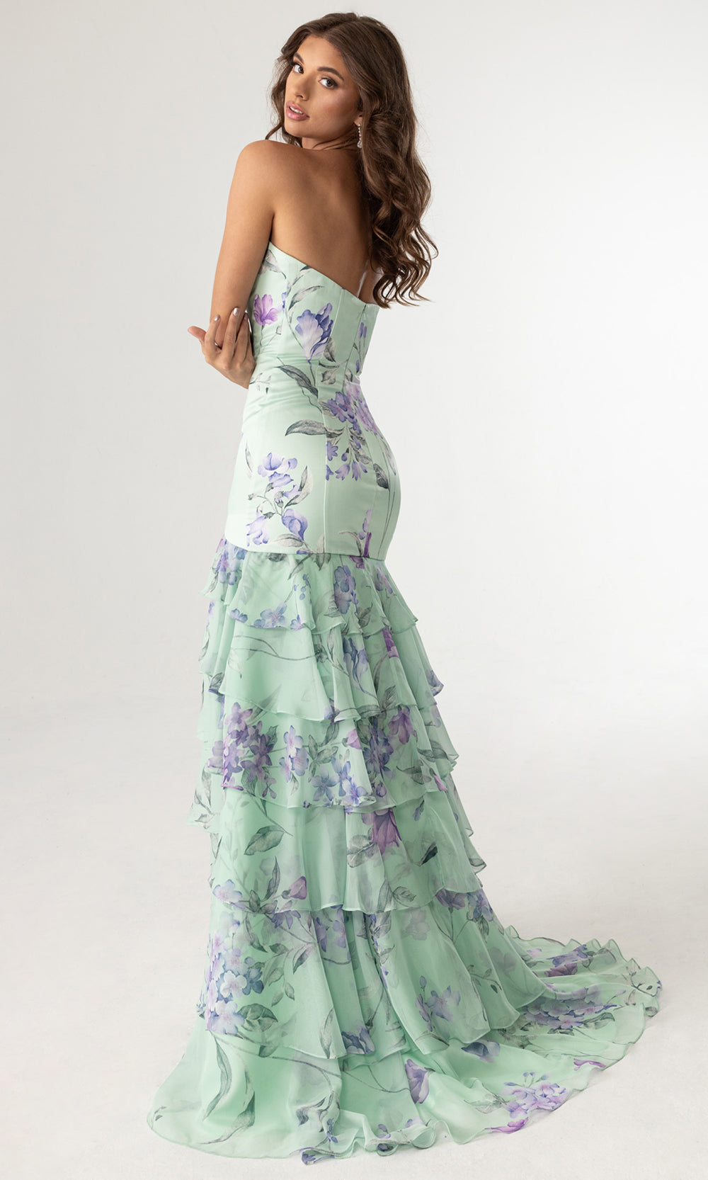 Rachel Allan 70995 - Tiered Ruffle Strapless Sweetheart Prom Gown Prom Dresses in Sage